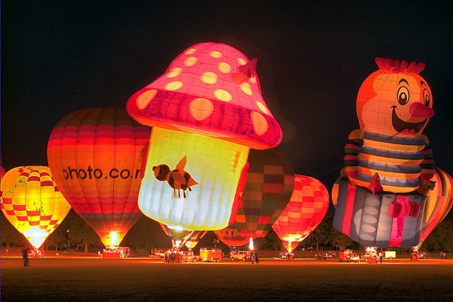 Hot air balloons at night